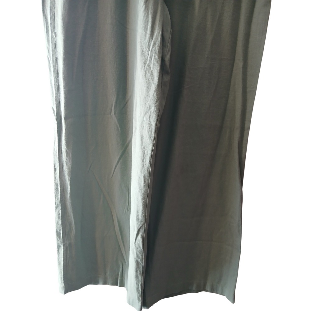 GAP Linen Pull-On Pants Sage Green Wide Leg Drawstring Trousers Large NEW - Picture 6 of 10